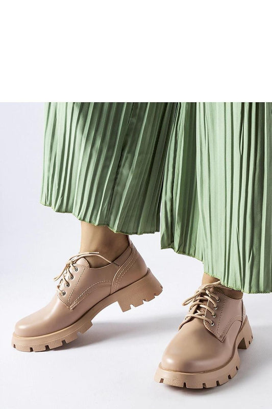 Elegant Solea Beige Eco Leather Half Shoes for Women, featuring a comfortable lace-up design, ideal for summer outings and available in sizes EU 36-41.