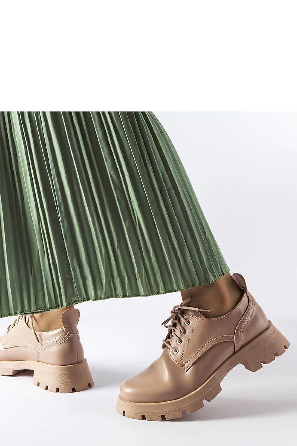 Solea Beige Eco Leather Half Shoes for Women, showcasing comfortable lace-up design and elegant style, perfect for summer wear and available in sizes EU 36-41.