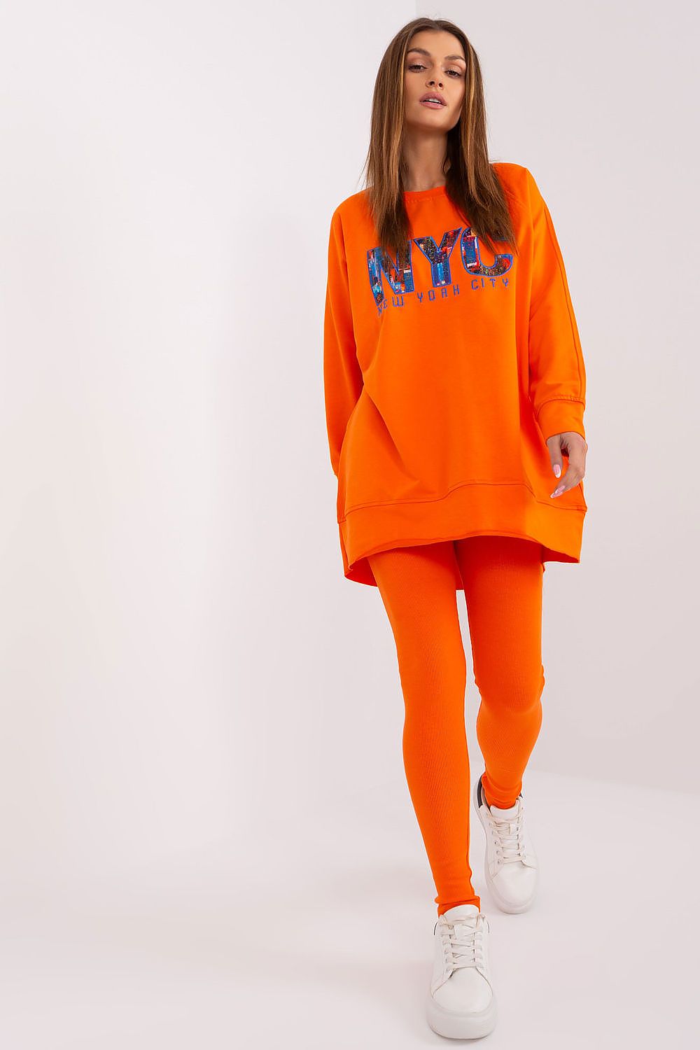 Close-up of the stylish print on the luxury women's sweatshirt included in the set by Factory Price.