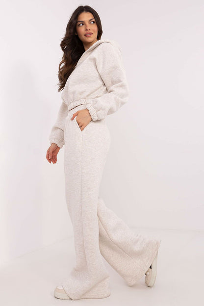 Luxury Women's Tracksuit Set by Factory Price featuring a stylish short hoodie with a front zipper and wide-leg pants in size EU 0.