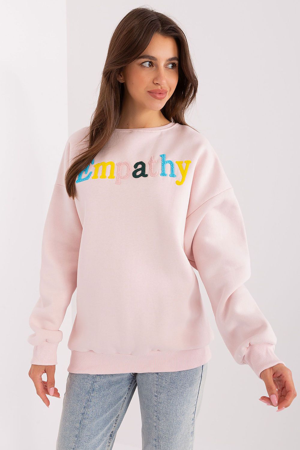Luxury women's sweatshirt in a unique pattern by Factory Price, crafted from a soft cotton-polyester blend, featuring long sleeves and a round neckline, perfect for casual elegance.