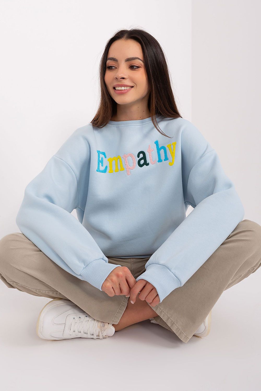 Luxury women's cotton-polyester blend sweatshirt with a unique pattern by Factory Price, showcasing casual style and modern texture.