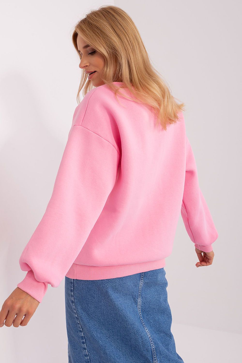 Stylish women's luxury sweatshirt from Factory Price, showcasing a dominant pattern and round neckline for a modern, comfortable fit.
