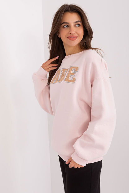 Elegant Women's Casual Sweatshirt with Unique Pattern and Inscription by Factory Price, showcasing modern textile design and casual style.