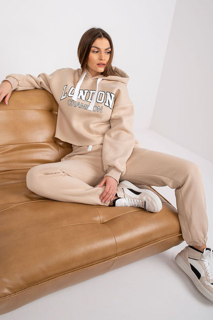 Elegant Ex Moda casual tracksuit set featuring a cotton blend hoodie and tapered pants, perfect for stylish urban living.