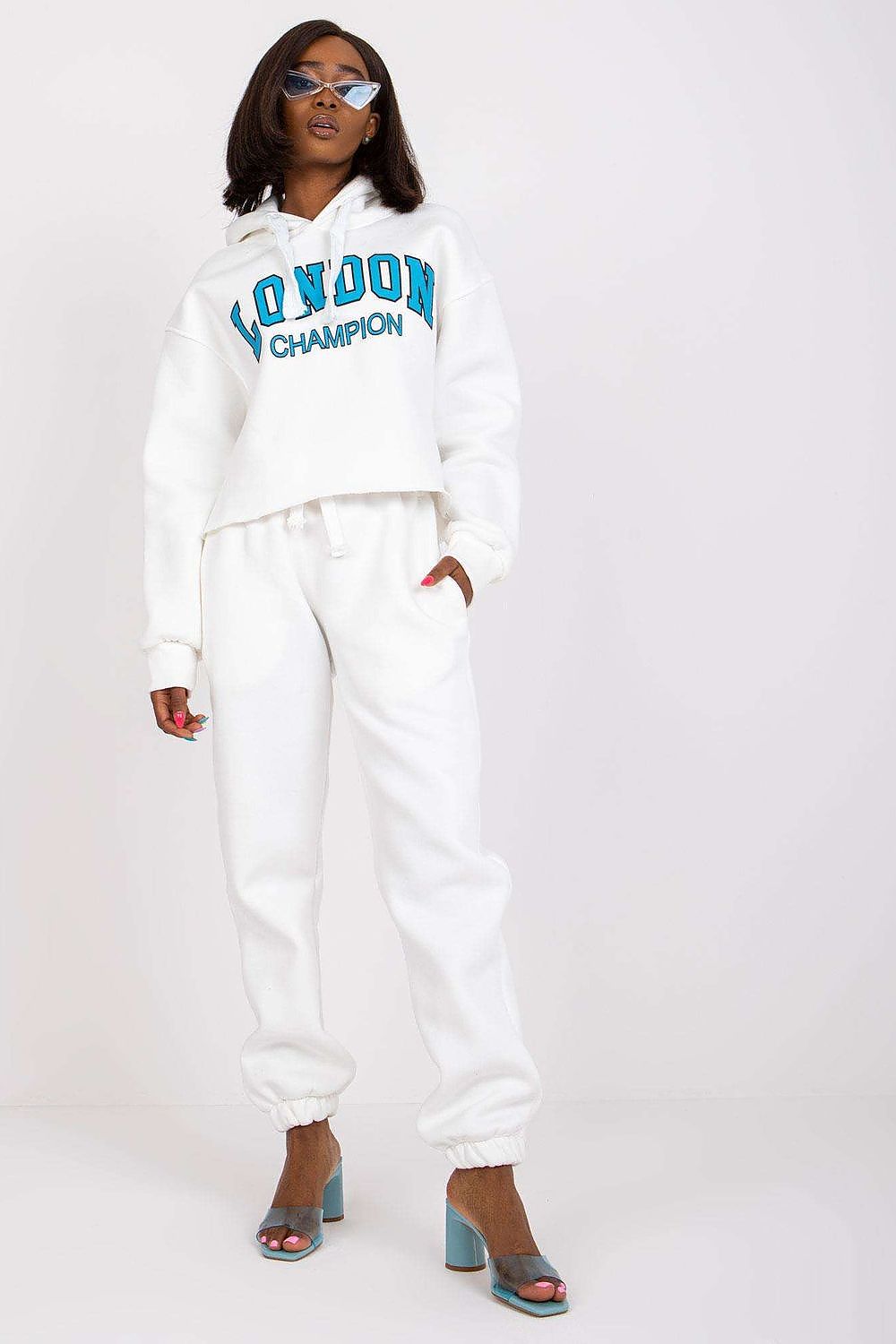 Close-up of Ex Moda hoodie from the casual tracksuit set, showcasing premium cotton fabric and stylish front print.