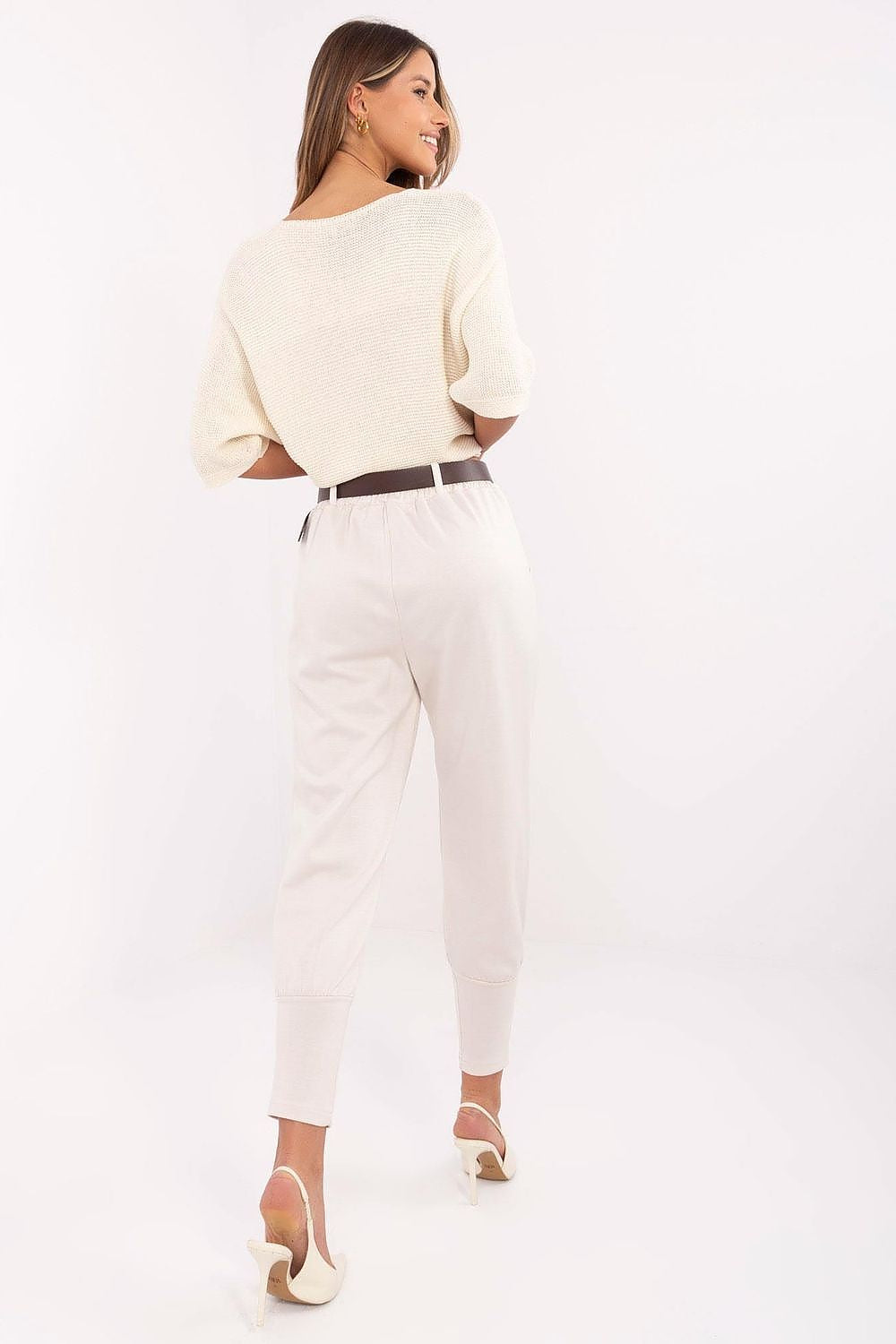 Italy Moda Women's Elegant Track Pants in high-waist design, crafted from premium fabric for a sophisticated and comfortable look.