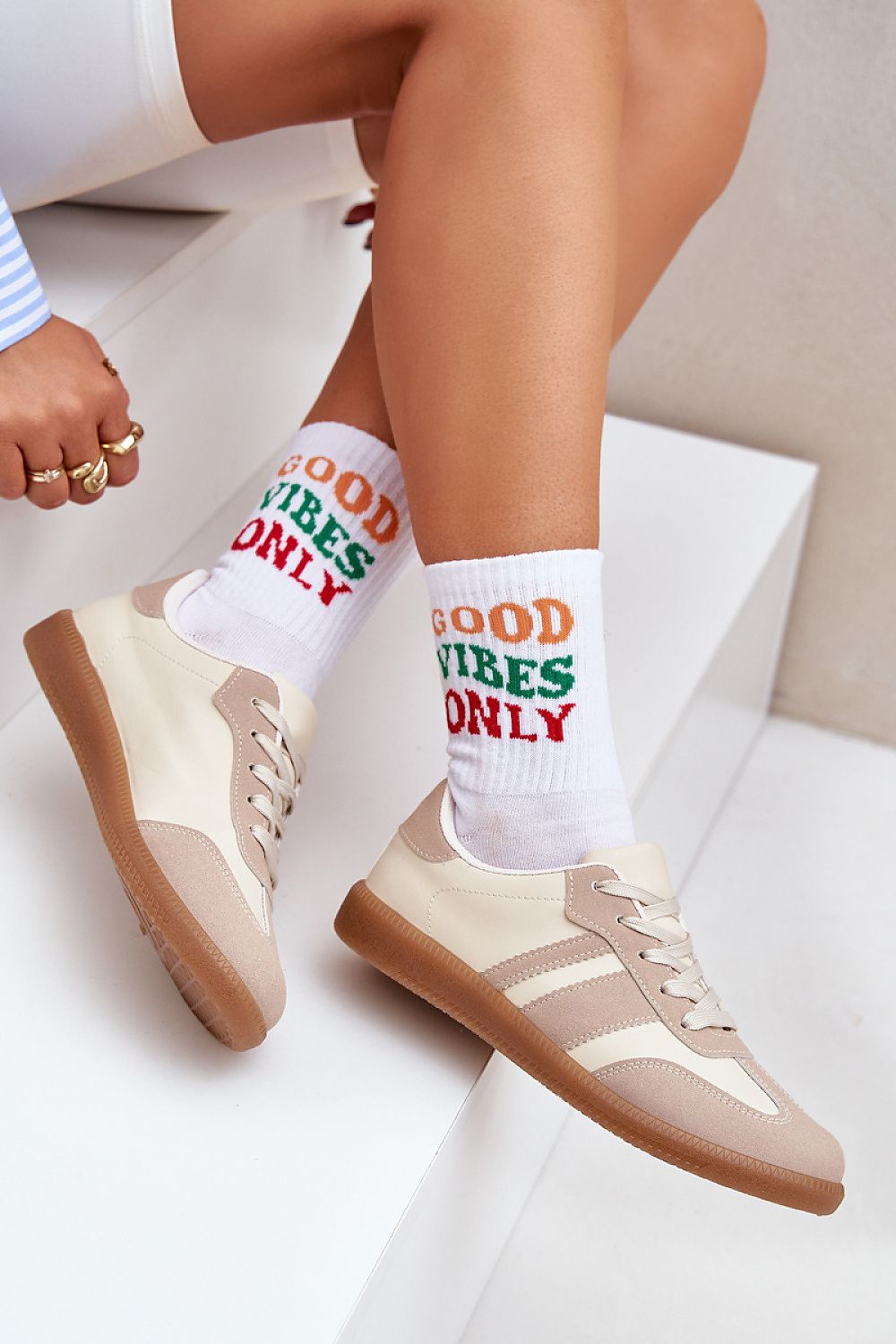 Close-up view of Step In Style eco-leather sneakers featuring a removable insole for enhanced comfort, perfect for fashion-forward women seeking chic casual footwear.