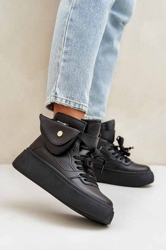 Luxury eco leather women's sneakers from Step in Style featuring a detachable pouch, perfect for modern urban fashion.