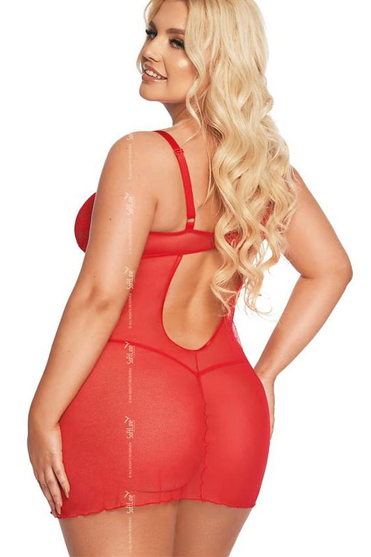 Elegant sheer shirt with delicate lace inserts from SoftLine Collection, showcasing a playful back cutout for added allure.