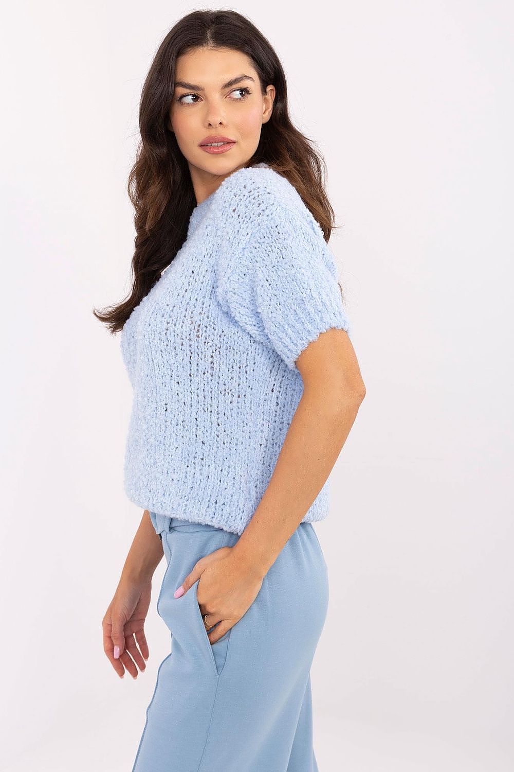 Premium women's sweater by Italy Moda, crafted from an opulent acrylic-alpaca blend, ideal for luxe everyday outfits.