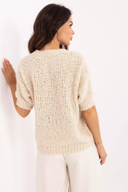 Versatile women's short sleeve sweater by Italy Moda, styled for both office and casual outings, made from high-quality materials.