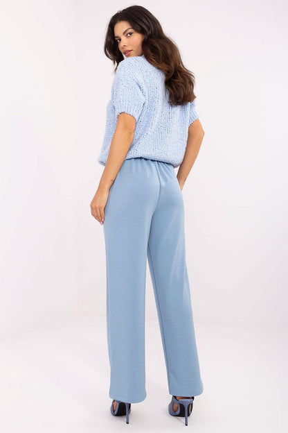 Italy Moda Women's High-Waist Tracksuit Trousers in chic black, elegantly designed for luxurious comfort and style, featuring side pockets and a refined belt.