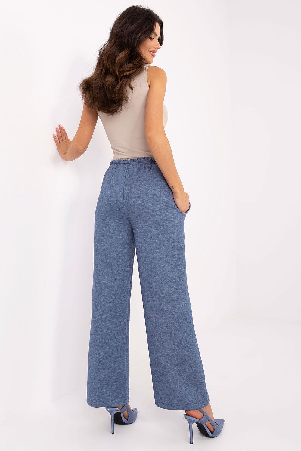 Chic high-waist tracksuit trousers by Italy Moda, designed for women, featuring a luxurious fit and elegant cuff detailing.