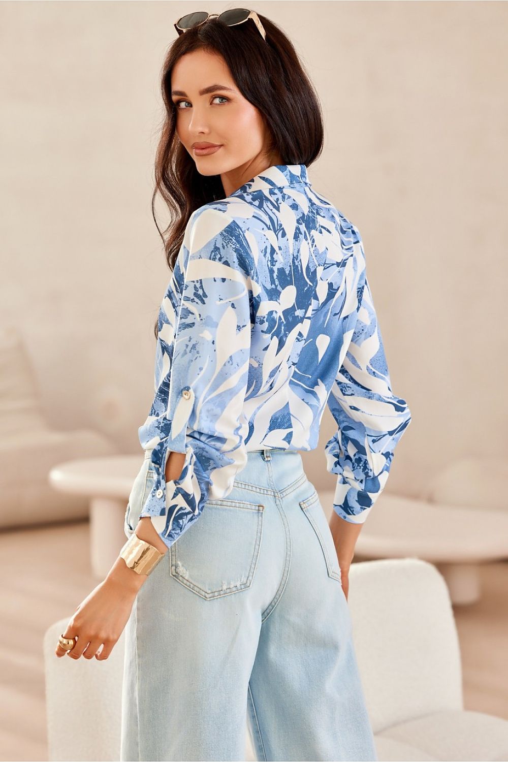 Roco Fashion Women's premium long sleeve polyester shirt, ideal for elegant outfits paired with fitted jeans or sophisticated skirts.