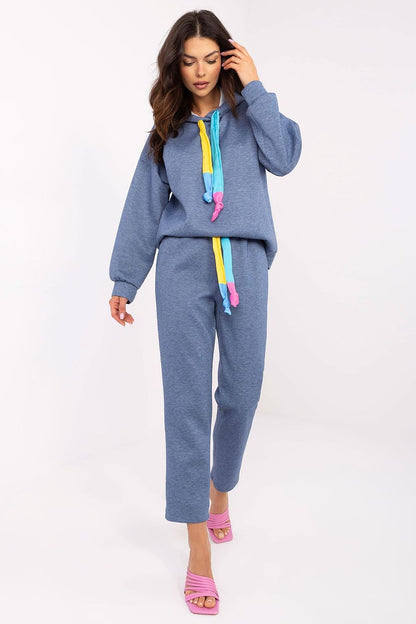 Italy Moda casual sweat suit set showcasing a soft blend of polyester and viscose, ideal for walks or lounging, emphasising luxury and comfort.