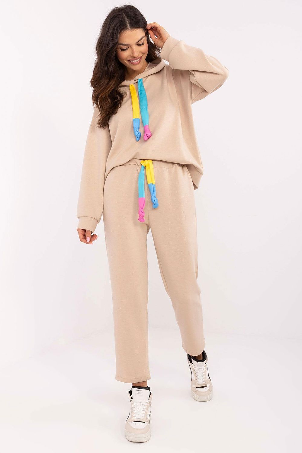 Luxe Italy Moda high waist sweat suit set ideal for relaxed styling, highlighted by its trendy design and rich fabric blend.
