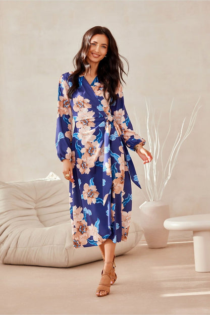 Flared skirt of the Roco Fashion midi dress, showcasing luxurious movement and style, crafted for sizes EU 36-46.