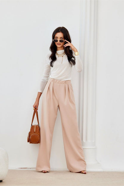 Sophisticated Roco Fashion Women's trousers with a fitted high waist and wide leg design, perfect for chic and contemporary style.