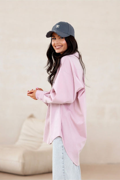 Chic Roco Fashion women's shirt with asymmetrical hemline, highlighting the exquisite craftsmanship and high-quality materials in a rich color palette.