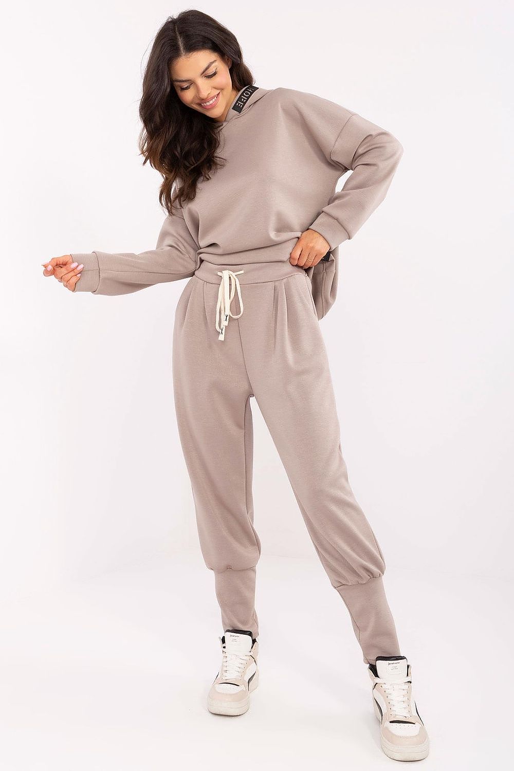 Italy Moda Women's High Waist Tracksuit Trousers in a luxurious fabric, showcasing their elegant comfort fit and stylish design.
