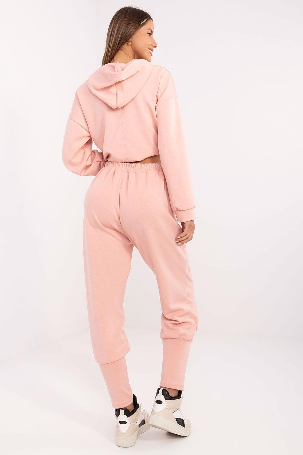 Close-up of Italy Moda Women's High Waist Tracksuit Trousers showcasing the premium fabric blend, tailored fit, and stylish wide cuffs, ideal for versatile everyday wear or training.