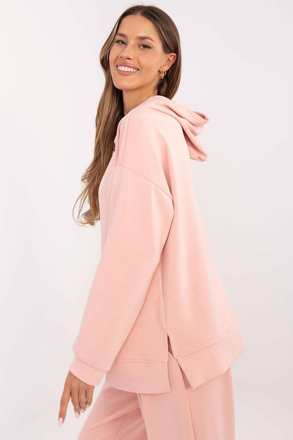 Elegant Italy Moda Women's Sweatshirt Blouse showcasing a comfortable fit with original side slits, crafted from a blend of polyester, elastane, and viscose.