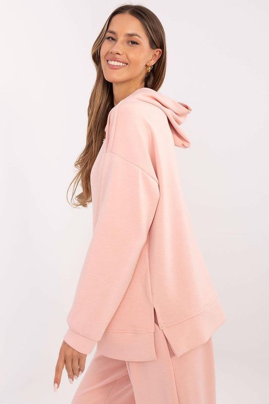 Elegant Italy Moda Women's Sweatshirt Blouse showcasing a comfortable fit with original side slits, crafted from a blend of polyester, elastane, and viscose.
