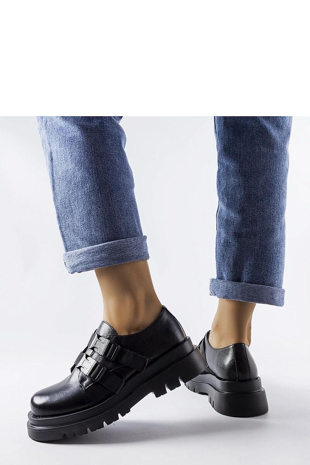 Solea Black Vegan Leather Platform Shoes Prospero with black rubber sole, a perfect blend of durability and chic aesthetics.