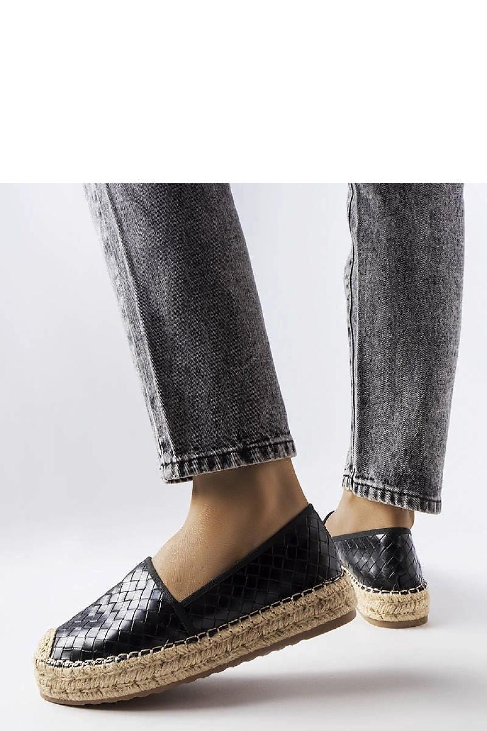 Elegant black eco-leather espadrilles by Solea, showcasing a chic embossed design, perfect summer footwear for stylish women, available in EU sizes 36-41.