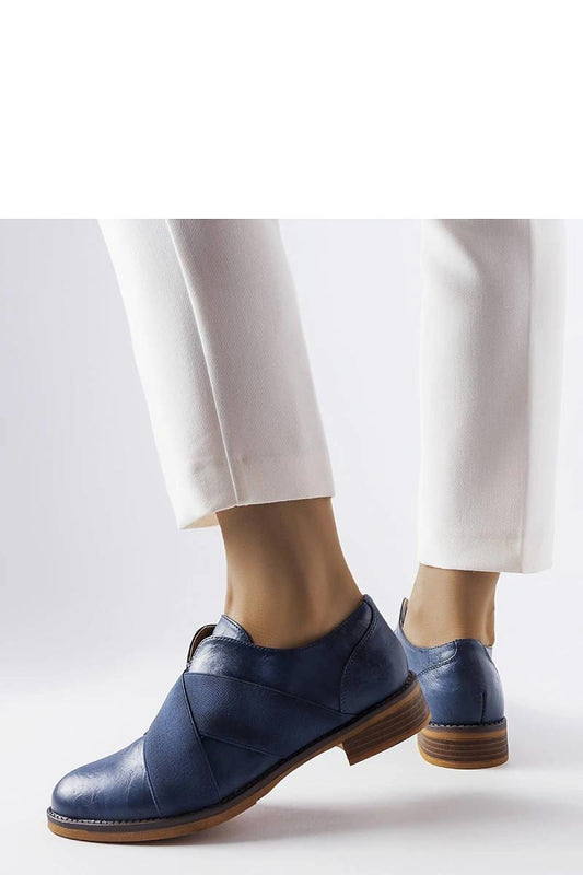 Close-up of Solea Winnipeg navy loafers highlighting the high-quality eco leather texture and chic slip-on feature for a sophisticated summer appearance.