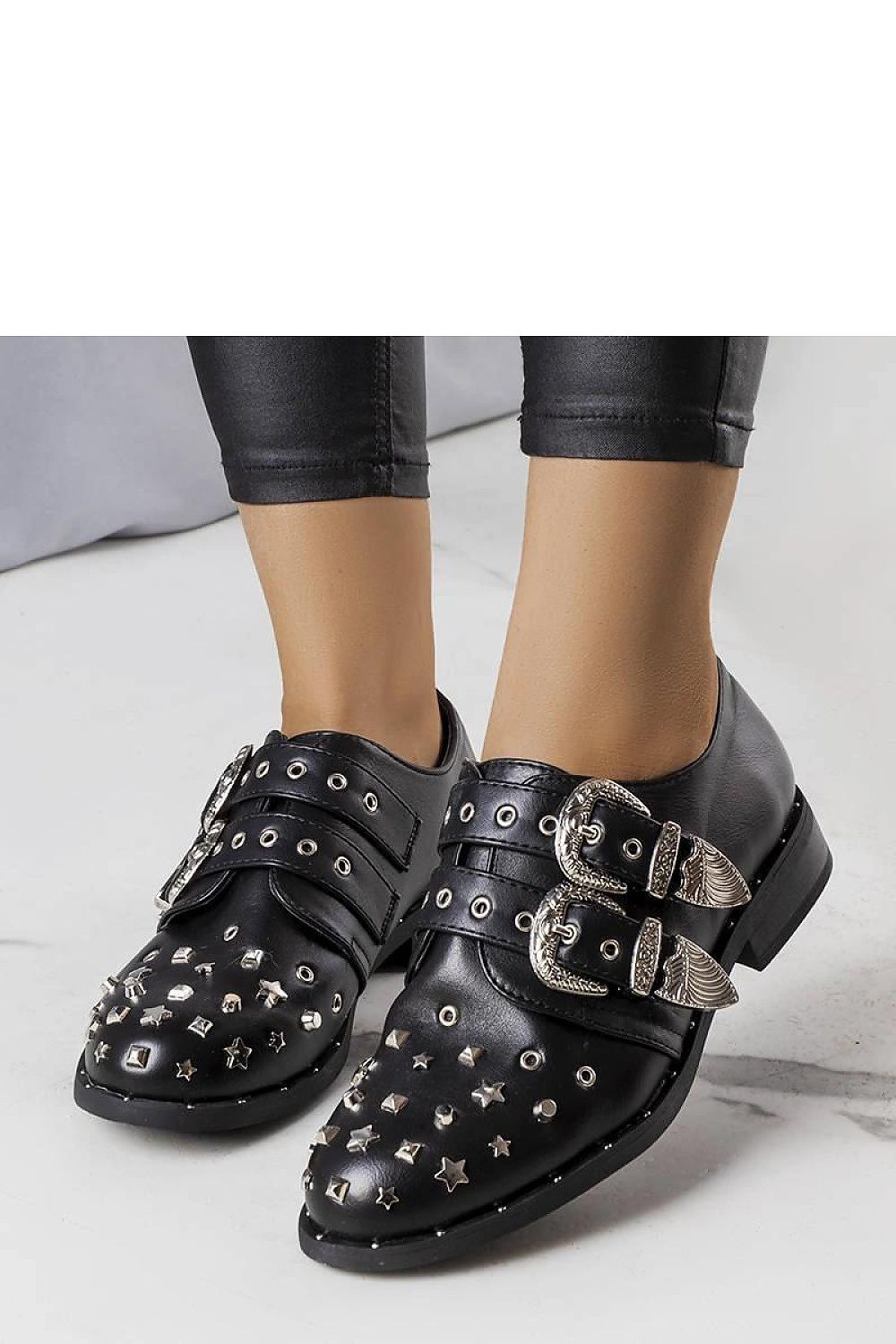 Elegant Solea Black Boisi Half Shoes for Women, crafted from luxurious eco leather with stylish embellishments, designed for comfort and durability, available in sizes EU 36-41.