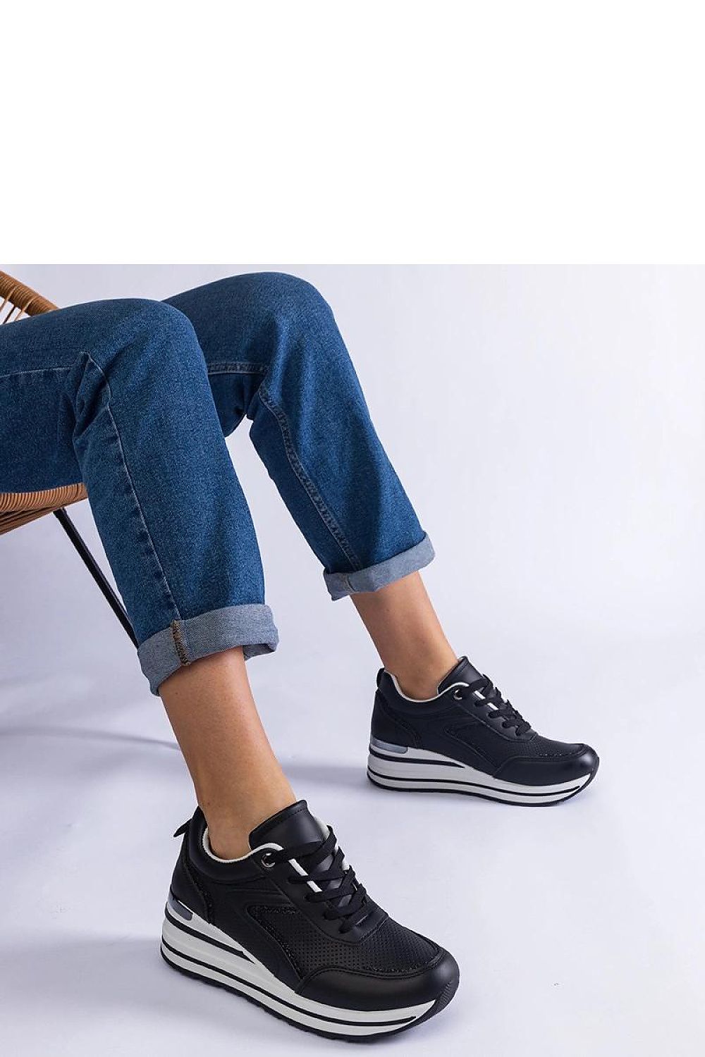 Solea black platform sneakers Ursula featuring eco-leather with sequin detailing, exuding luxury and style for summer outfits.