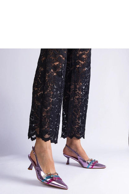 Solea purple duckbill high heel pumps displayed elegantly, perfect for chic summer stylizations with a beige sole.