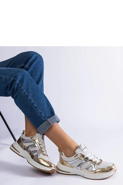 Solea Luxury Women's Sports Sneakers Elayne in elegant beige with gold inserts, featuring a comfortable low cut design, perfect for fashionable casual wear.