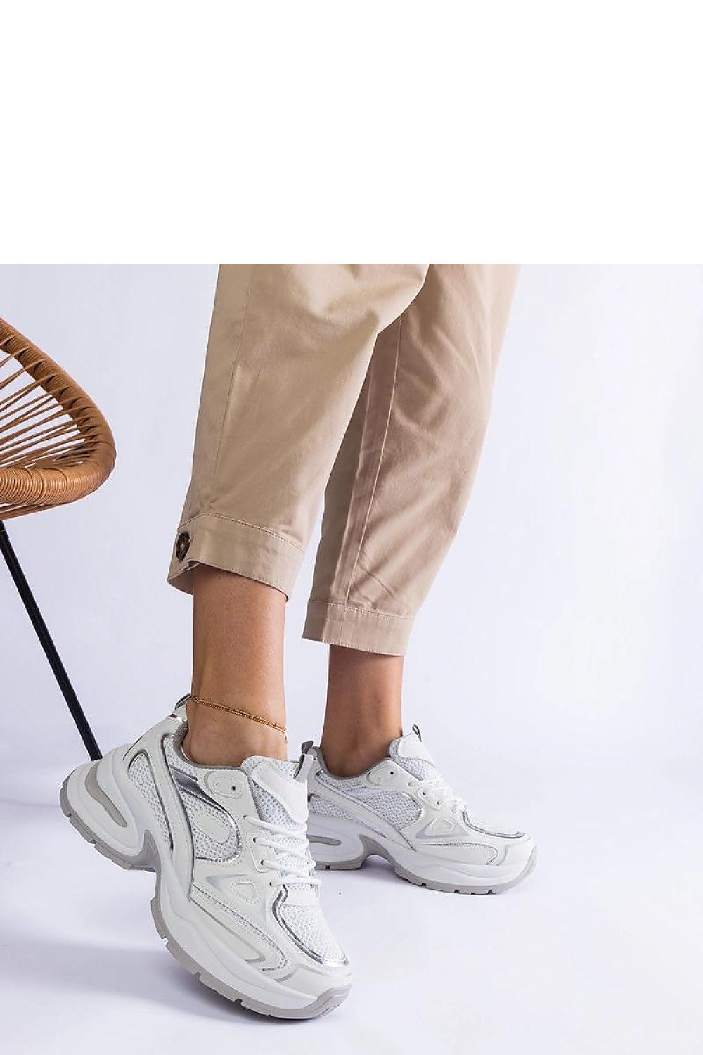 Solea chunky sole white sneakers, a blend of luxury and comfort, featuring a stylish lace-up design for a chic everyday look.