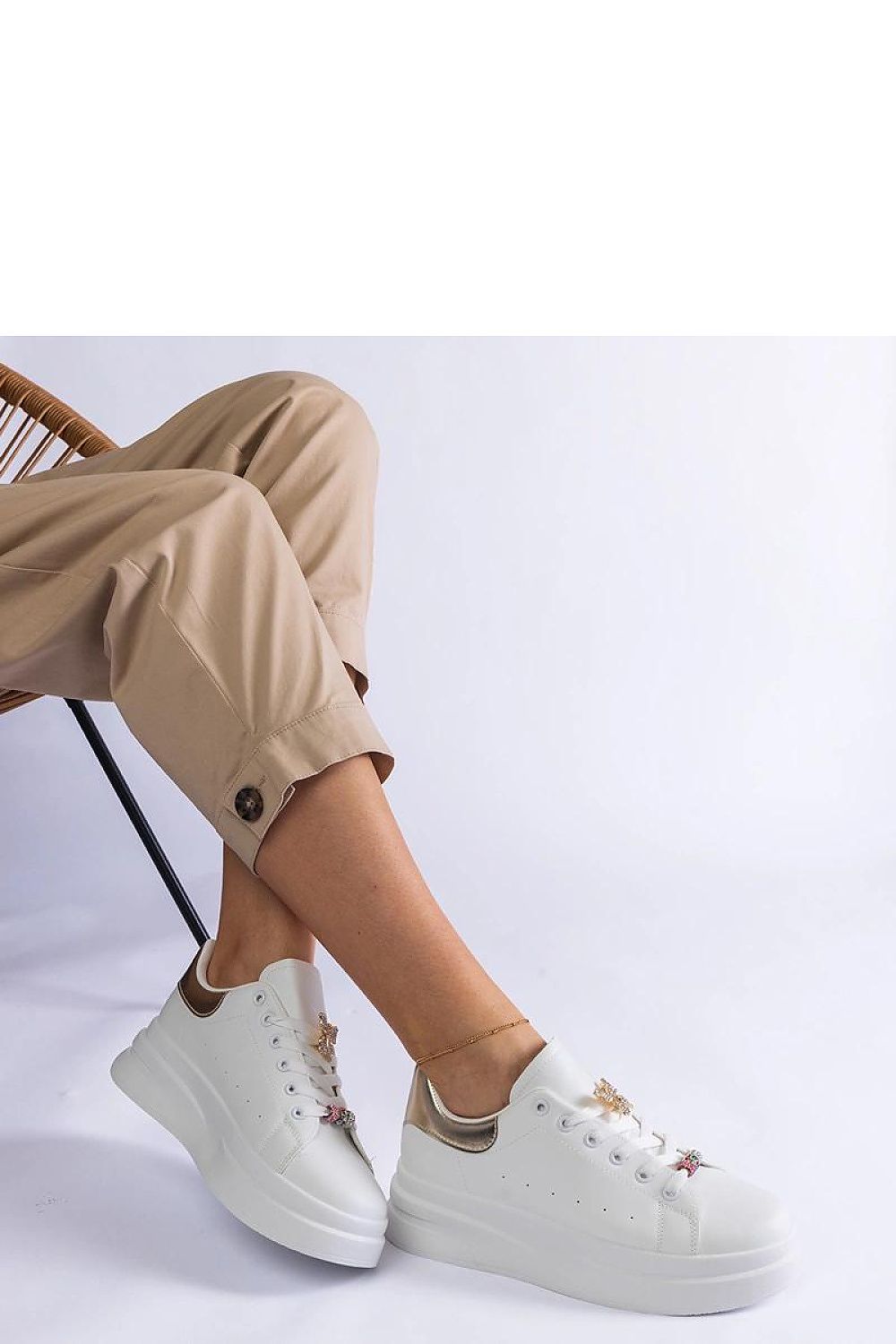 Solea Women’s Luxury White Platform Sneakers featuring an elegant butterfly motif, crafted from eco-leather for comfort and style, perfect for summer wear.