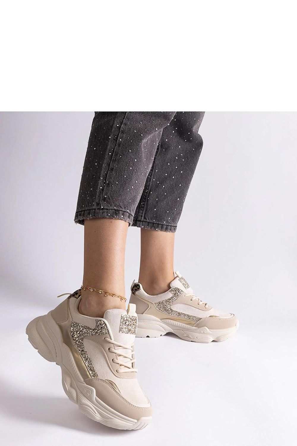 Solea Beige Lace-Up Sneakers featuring exquisite brocade inserts, crafted from premium eco-suede leather, ideal for elegant casual wear.