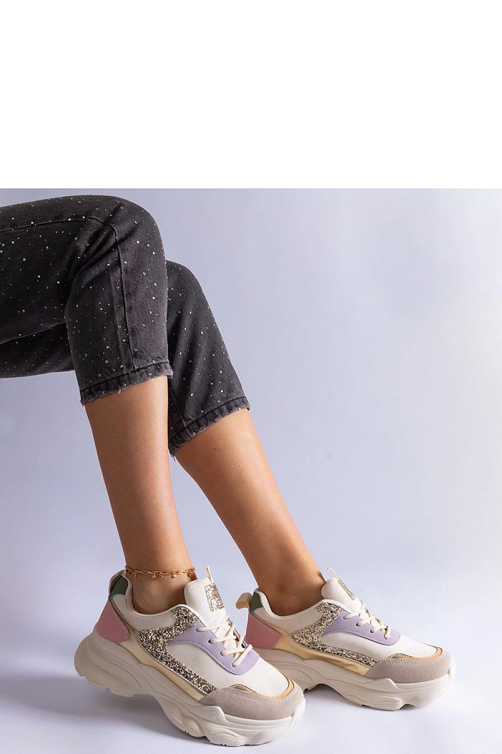 Solea's chic Beige Lace-Up Sneakers in eco-suede leather with brocade accents, designed for both comfort and sophistication.