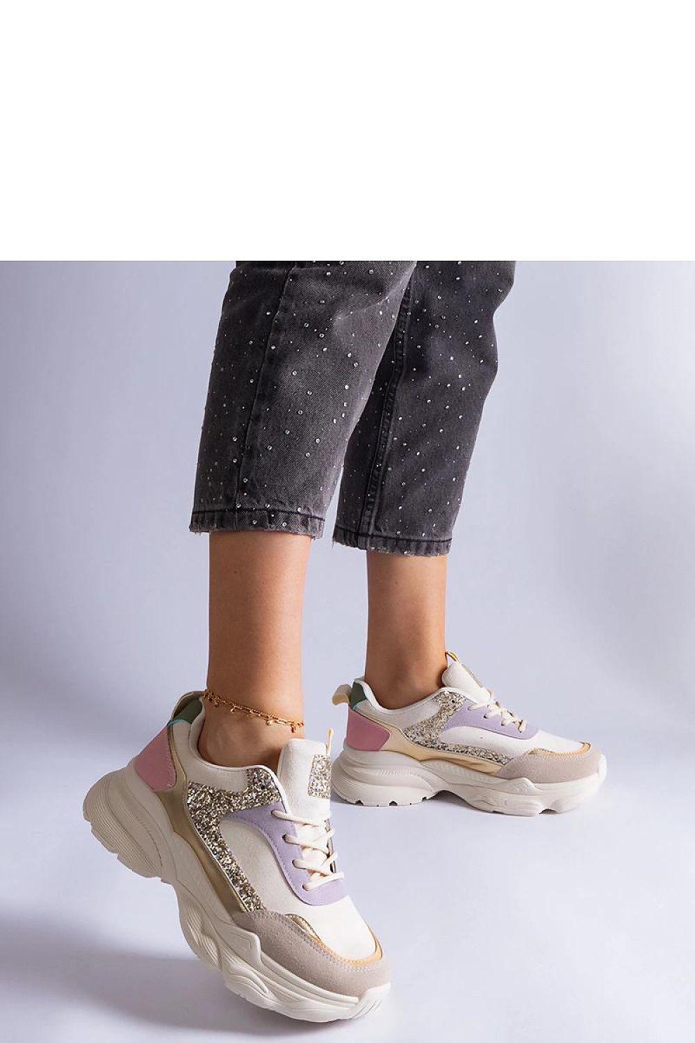 Solea Beige Lace-Up Sneakers presented in a lifestyle image, featuring a perfect blend of luxury and comfort with brocade inserts and eco-suede leather.