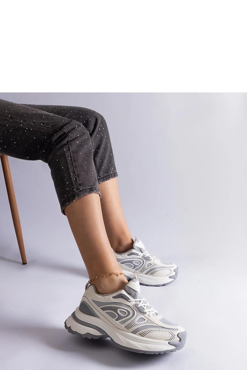 Solea Women's Gray Sports Sneakers, elegant synthetic leather lace-up design, showcasing a stylish and comfortable fit, ideal for active lifestyles.