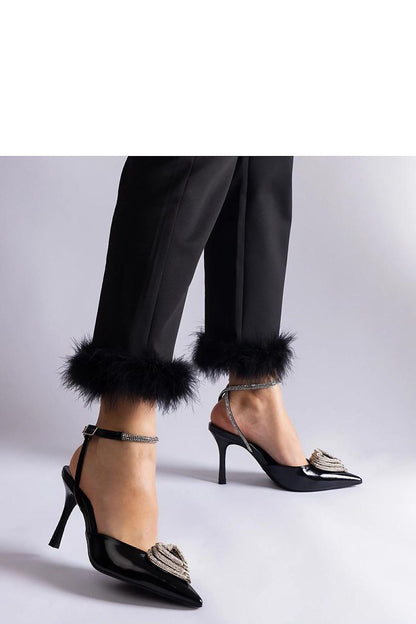 Solea black high heel pumps showcasing intricate zircon detailing, ideal for summer evenings and stylish wear.