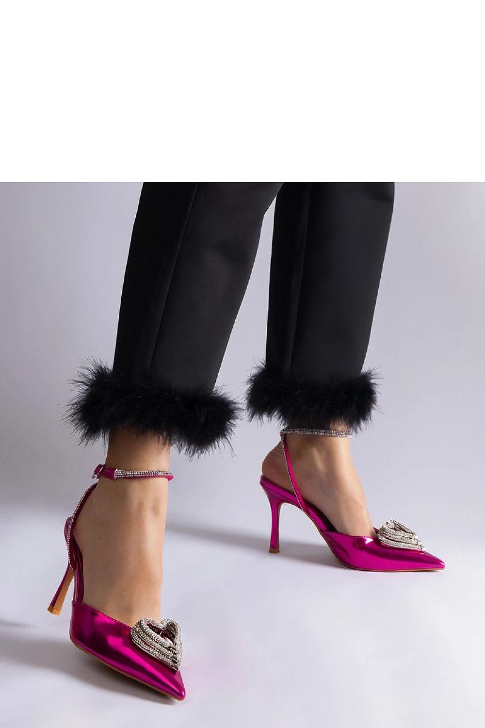 Solea stylish black high heel pumps with open heel design, adorned with sparkling zircons, ideal for enhancing any elegant outfit.