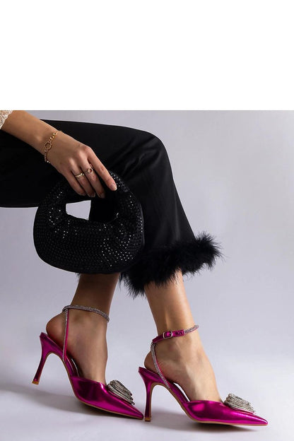 Elegant Solea high heel pumps in black synthetic leather with zircon embellishments, perfect for formal occasions.