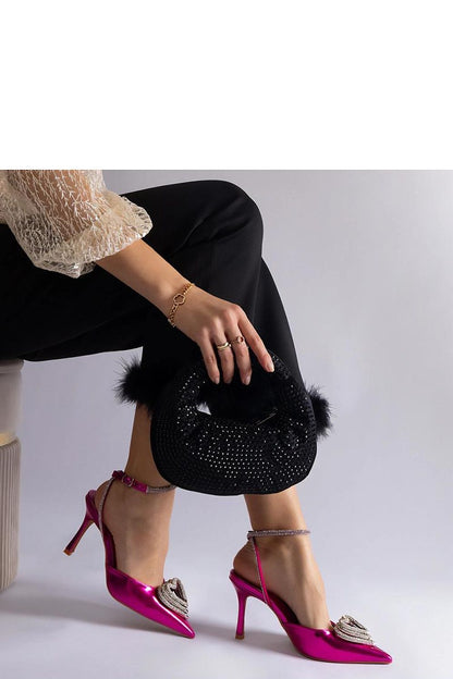 Close-up of Solea high heel pumps showcasing the exquisite zircon embellishments and high-quality synthetic leather.