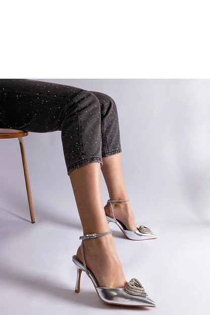 Elegant Solea high heel pumps in black synthetic leather adorned with zircon embellishments, perfect for summer evenings.