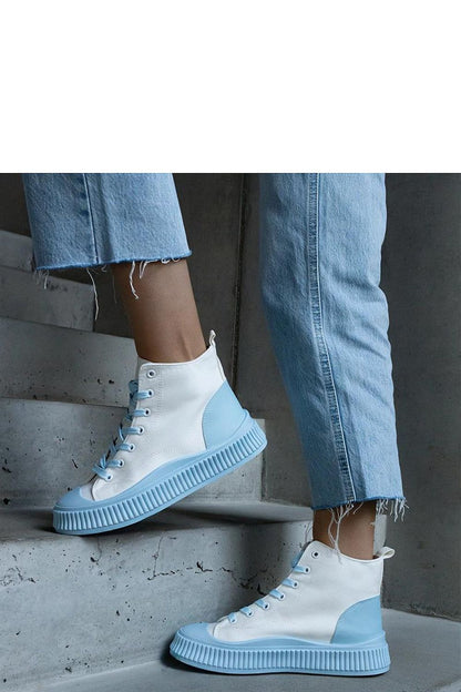 Solea Terri white and blue platform sneakers, featuring a lace-up closure and made from high-quality comfort fabric, designed for autumn-winter season.