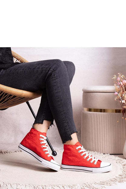 Stylish and fashionable Solea red high-top sneakers, perfect for women looking for a striking blend of elegance and comfort.