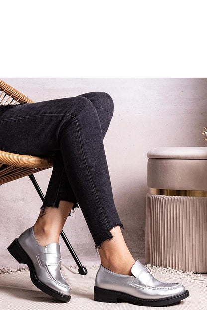 Solea elegant silver moccasins with a round toe design, crafted from ecological suede leather, ideal for stylish summer outfits.