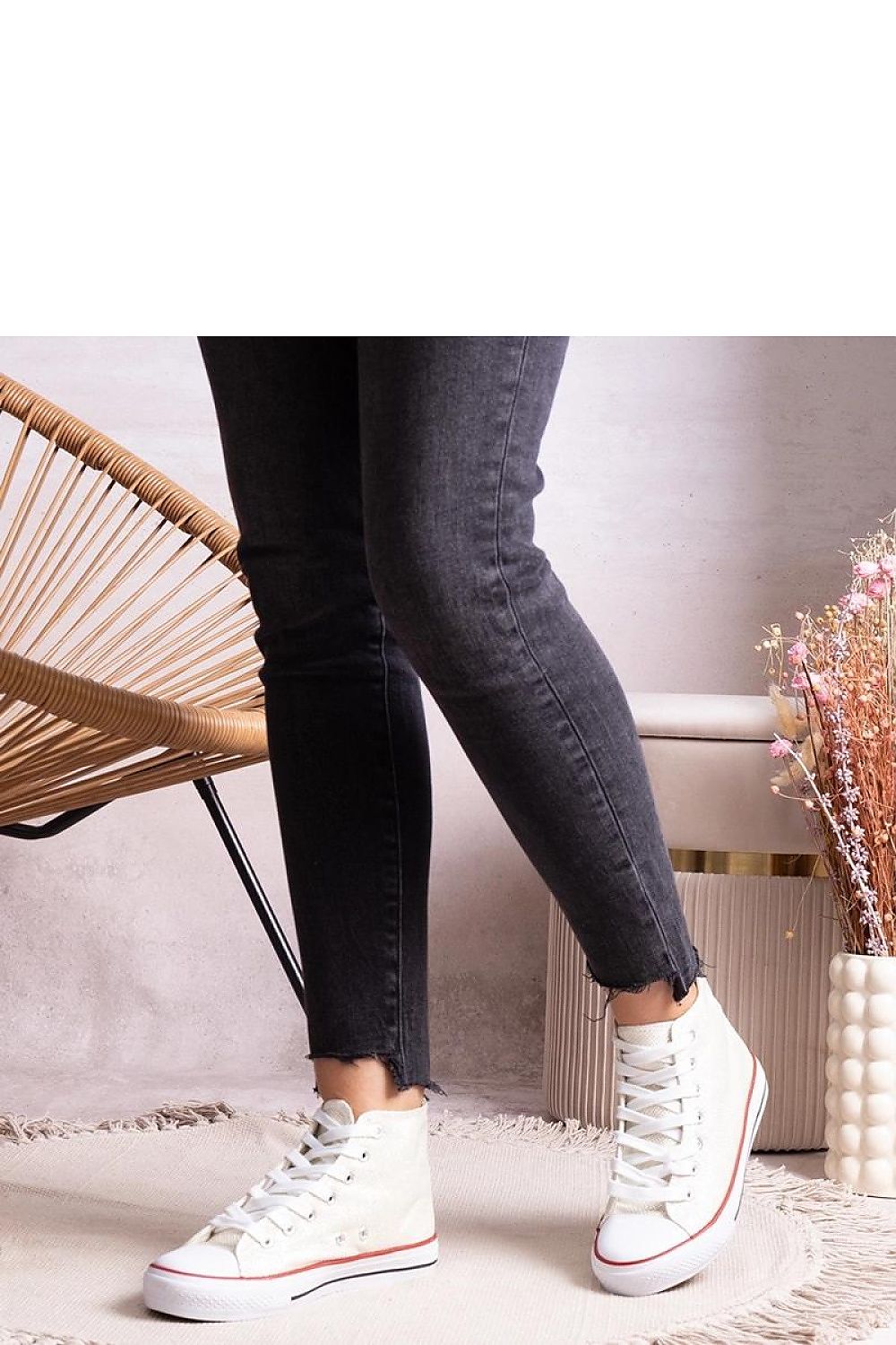 Elegant Solea White High-Top Sneakers crafted from shiny mesh, featuring a stylish laced design, perfect for the modern fashionista.